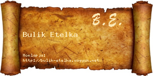 Bulik Etelka névjegykártya